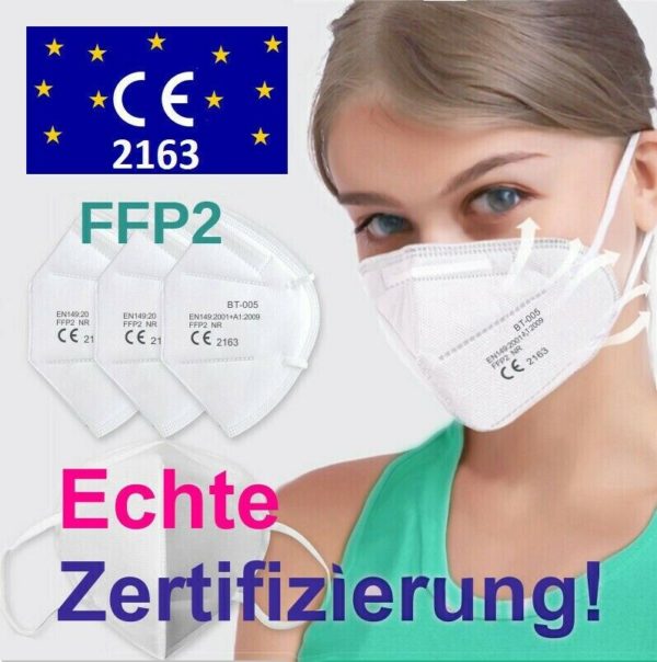 Schutzmasken FFP2 Atemschutzmaske 5-lagig CE 2163 zertifiziert Mundschutz